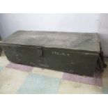 A vintage wooden ammo crate