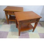 A pair of contemporary bedside/lamp tables with single drawers by Selva, Italy