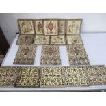 A set of nine Victorian picture tiles by Maw & Co., Bewthall Works, "Floreat Salop" "The two