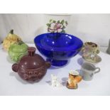 A collection of decorative china and glass including Beswick, Sylvac, Portmerion etc.