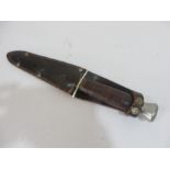 A J W Hughes knife in leather sheath