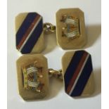 A pair of 9ct Royal Navy enamelled cuff links. weight 8.5g