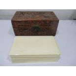 An early 20th century ivory box along with a small camphor wood style box