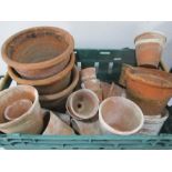 A collection of mainly Victorian flower pots, some A/F