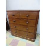 A mahogany chest of five drawers