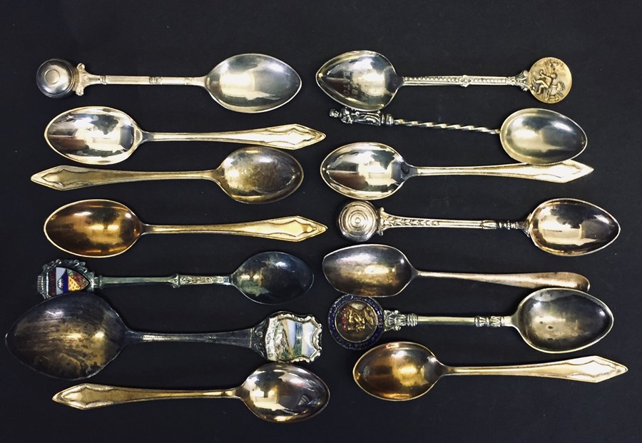 Two hallmarked silver spoons, silver salt spoons, silver fish slice along with quantity of various - Image 3 of 8