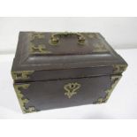 A Victorian brass bound casket