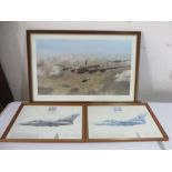 A signed aircraft print by Maurice Gardner along with two other aircraft prints