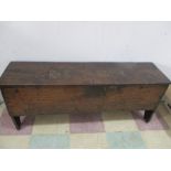An oak and elm six plank coffer with brass studs dated for 1768 to RB
