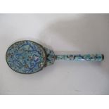 A 19th Century Chinese enamelled hand mirror decorated with bats and exotic birds A/F