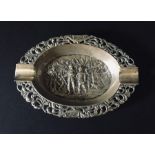 A Dutch silver ashtray with pierced border. Weight 114g