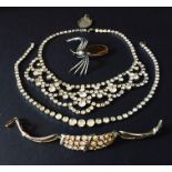 A small collection of paste costume jewellery etc