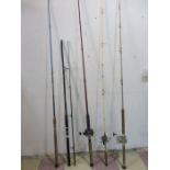 A collection of fishing rods and reels including Shakespear Sigma, Intrepid, Captain etc