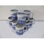 A set of nine Spode Italian mugs