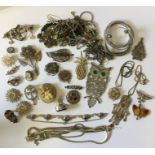 A collection of various costume jewellery including some silver.