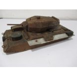 A "Trench Art" tank, possibly prisoner of war built, approx 35cm length