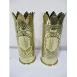 A pair of trench art shells decorated and named, "souvenir from Cambrai" (1917) and "souvenir from
