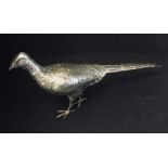 A 925 silver model of a pheasant approx 21 cm in length.