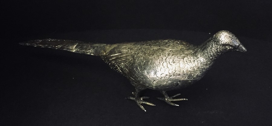A 925 silver model of a pheasant approx 21 cm in length. - Image 2 of 3