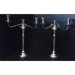 A pair of hallmarked silver 3 branch candelabra. Birmingham 1970