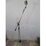 A vintage style microphone with leads on tripod base( base A/F)