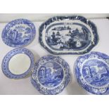 A small collection of blue and white china including Spode, Minton etc