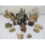 A collection of figure groups, Unicorns, dragons, David Winter cottages, Lilliput Lane etc.