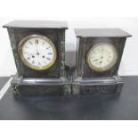 Two slate mantle clocks