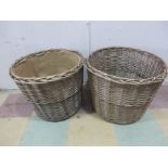 Two wicker log baskets