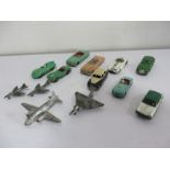 A collection of Dinky toys diecast cars along with a Corgi diecast car