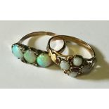 Two antique opal rings, both in unmarked gold. ( one A/F)