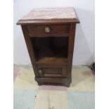 A French bedside/pot cupboard with marble top