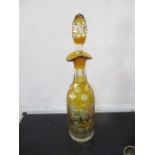 A Bohemian amber glass decanter, incorrect stopper