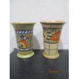 Two Charlotte Rhead Crown Ducal vases, 16cm height