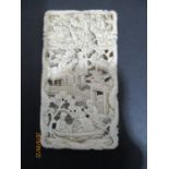 A small Cantonese carved ivory card case
