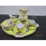A 19th century Meissen "tea for two set" consisting of hot chocolate/hot water pot, sugar and