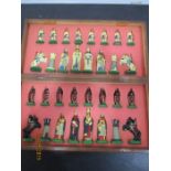 A chess set, the figures modelled as medieval Knights etc.