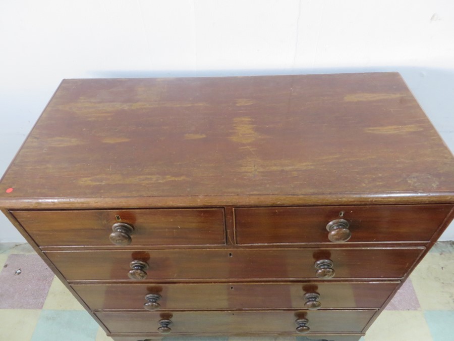 A Victorian chest of five drawers, back foot loose but present - Image 2 of 9