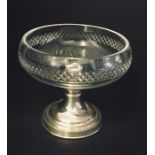 A hallmarked silver tazza with glass bowl