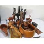 A collection of wooden African carvings