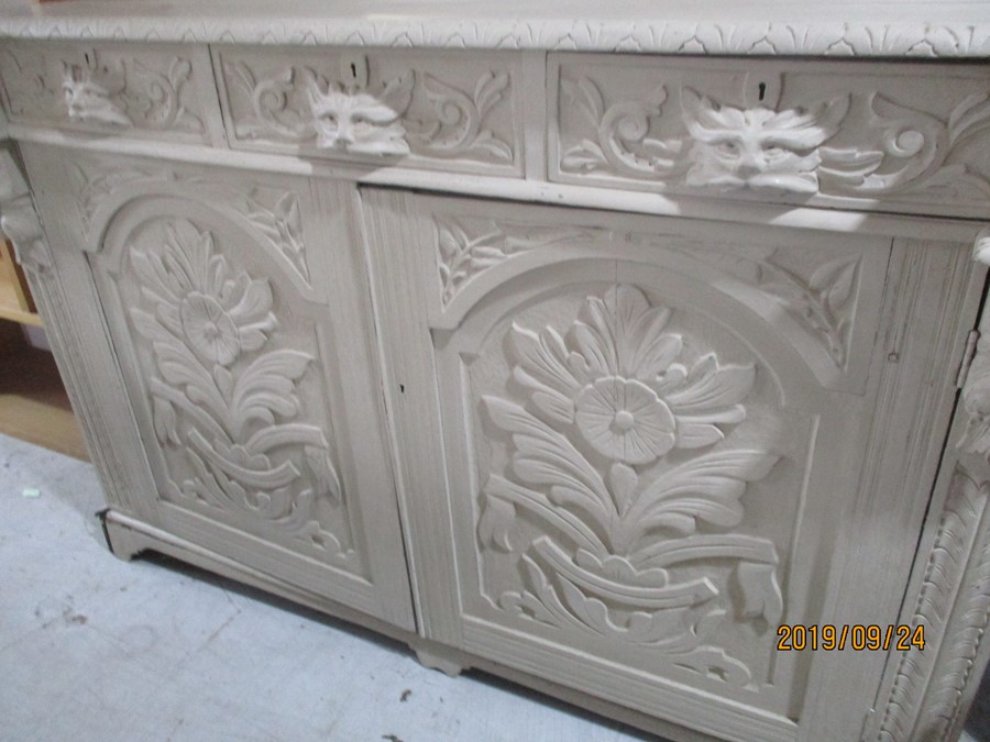 A painted oak sideboard with mirrored top base A/F - Image 3 of 7