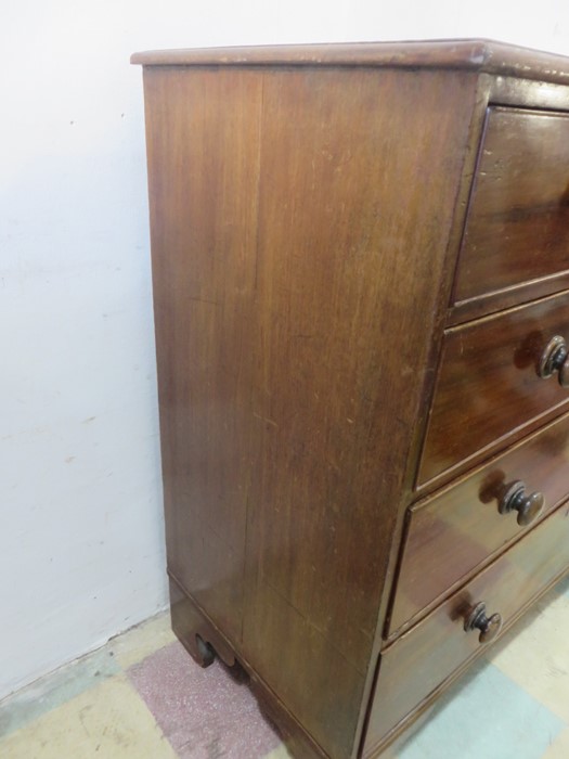 A Victorian chest of five drawers, back foot loose but present - Image 9 of 9