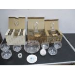 Three sets of wine glasses, Rosenthal and Thomas along with a glass bowl and dishes etc.