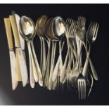 A collection of hallmarked silver cutlery by Walker and Hall, along with 4 matching silver bladed