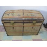 A dome topped trunk with two inner trays, brass fittings by CH Sabatier