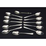 A collection of hallmarked silver coffee spoons. Approx weight 153g