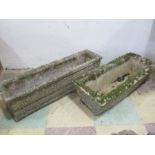 Two concrete garden troughs