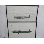 Two Battle of Britain Museum Appeal Ltd Edition prints both signed by pilots, and members of the 617