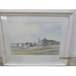 A watercolour of Weymouth Beach signed Alan Simpson RMSA