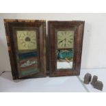 Two American style wall clocks with weights